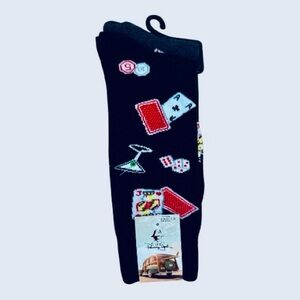Panama Jack Black Casino-Themed Socks 2 Pairs New